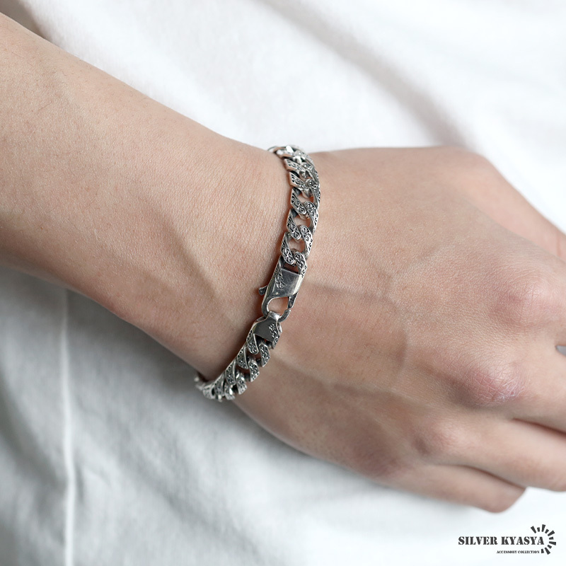 シルバー925 唐草ブレスレット 喜平ブレスレット ペーパーチェーン