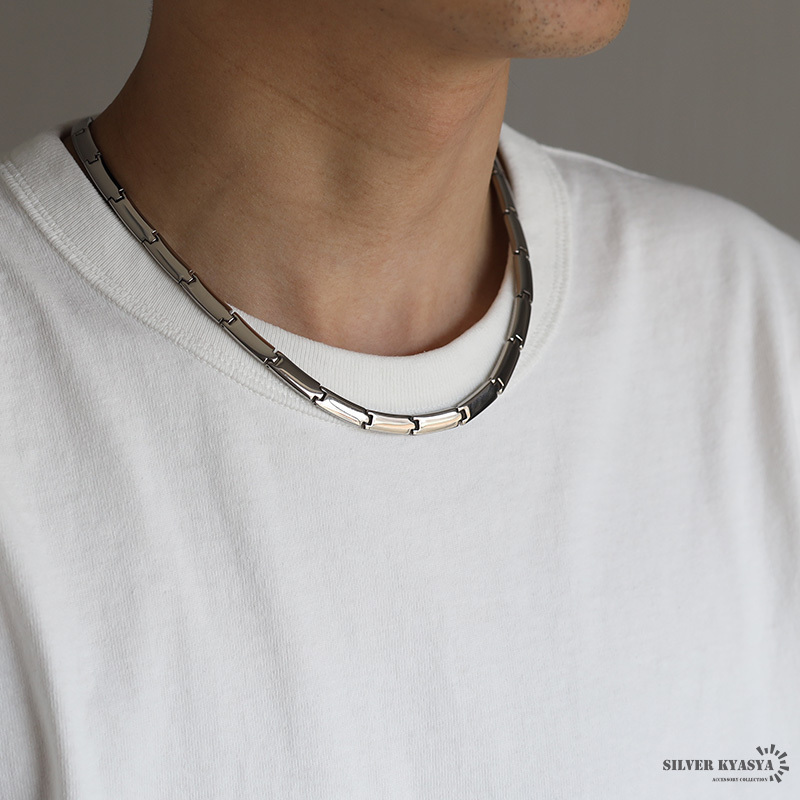 純チタン製 ゲルマニウムネックレス 磁気ネックレス シルバー Titanium