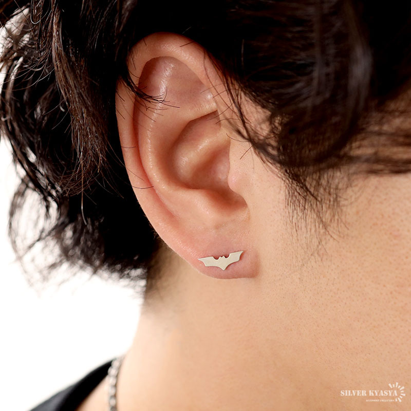 コウモリピアス メンズ シルバー925 ピアス スタッドピアス ボディ