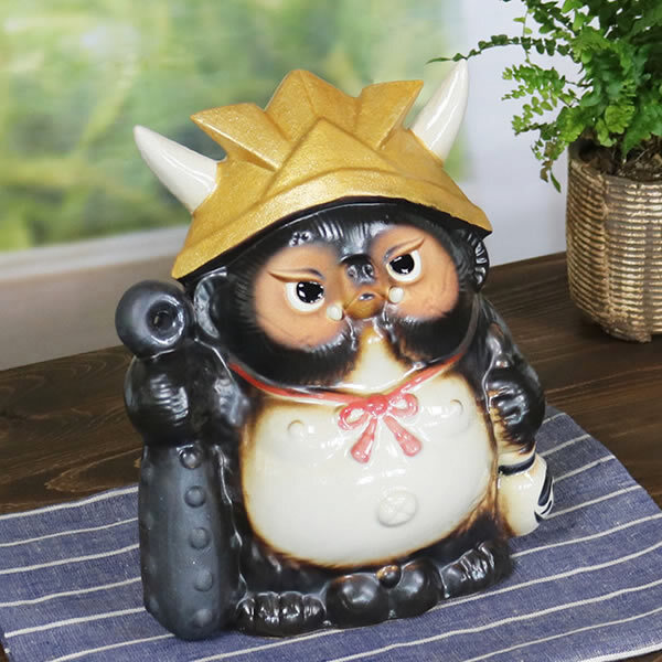 信楽焼 たぬき 置物 高さ25cm 陶器 縁起物 福鬼喜門狸 ta-0358