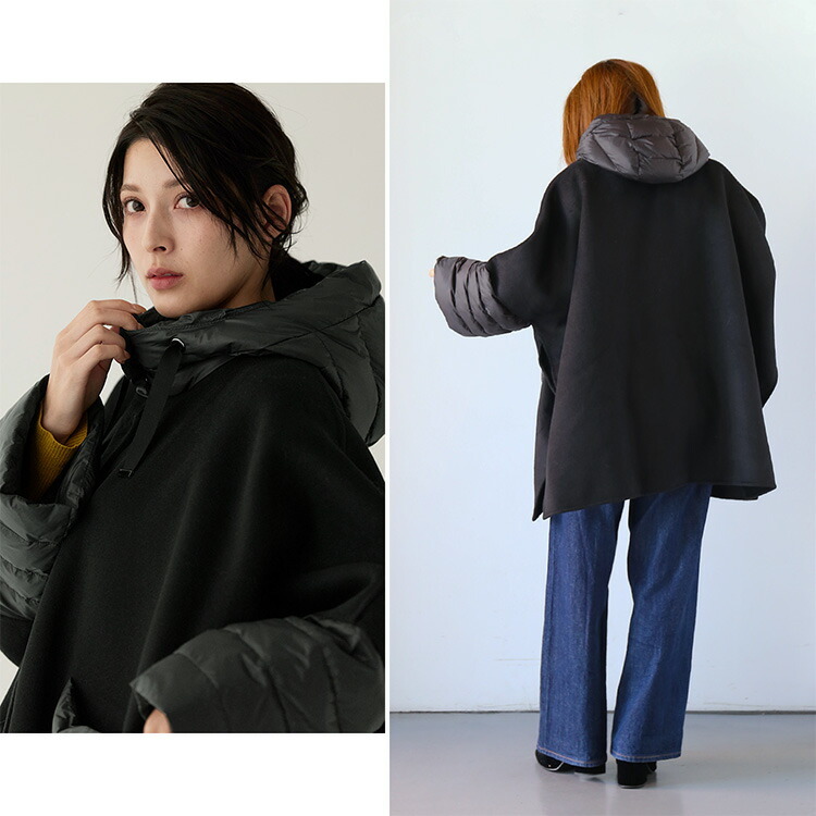 ポンチョ ケープポンチョ フード付き ウール コート レディース ケープ