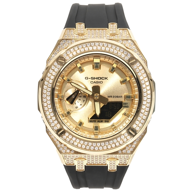 G-SHOCK GA2100GB GARISH メタル CZジルコニアカスタム ラバーバンド