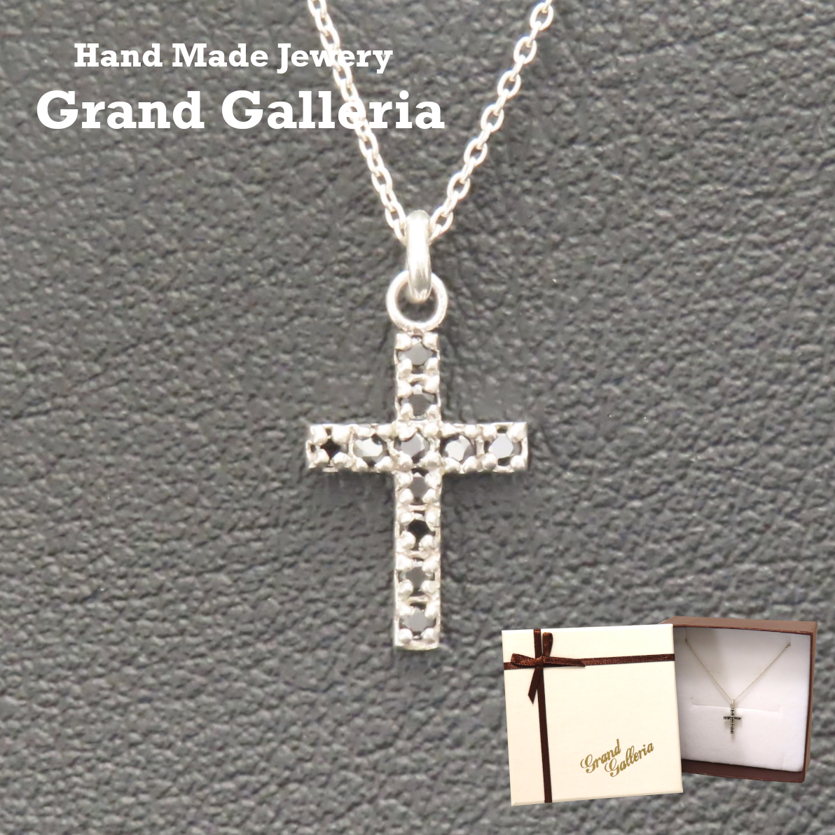 クロスネックレス シルバー925 ブラック 黒 キュービックジルコニア