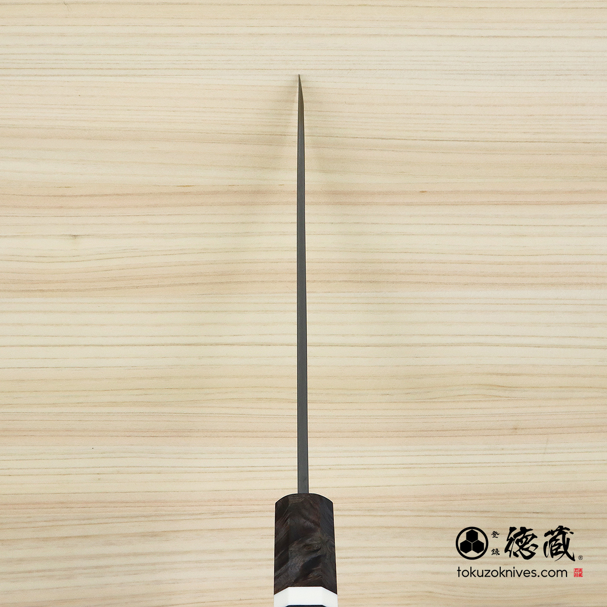 ステンレス片刃柳刃包丁 210mm 片刃 銀紙3号 スタビライズ八角 白輪