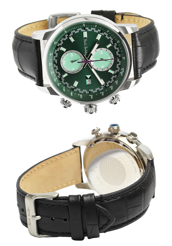 ポールスミス 腕時計 メンズ クロノグラフ 革 レザー ベルト グリーン