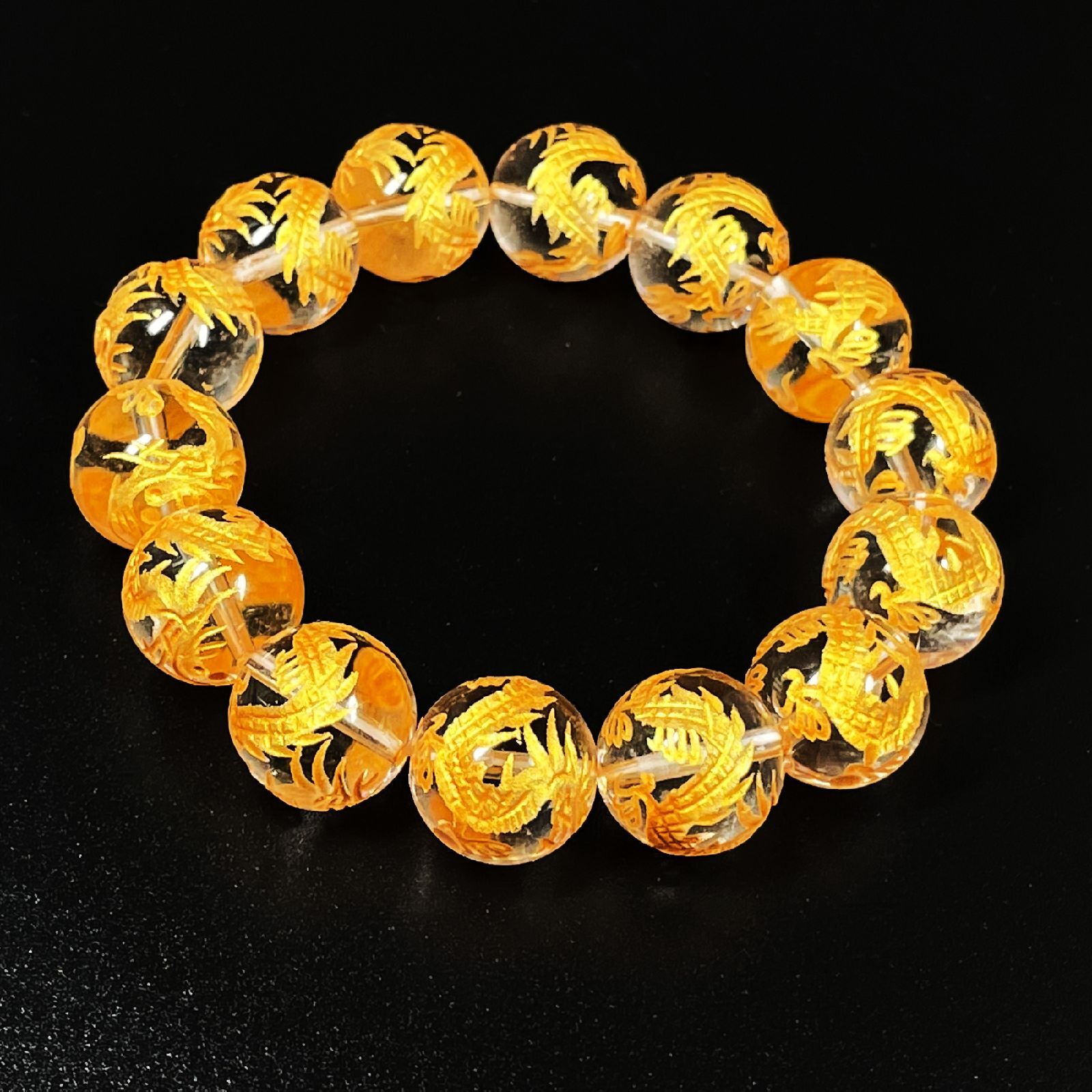 邪気を払い運気を上昇させる数珠］14ミリ 風水神 皇帝龍 本水晶