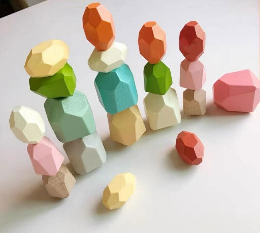 カラフル スタッキングストーン 20個セット 積み木 積み石 知育玩具