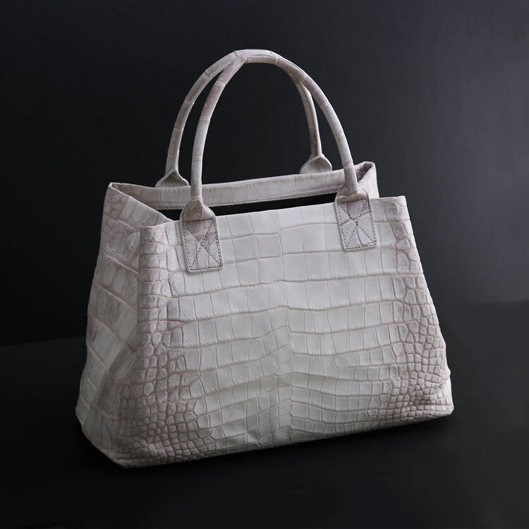 ヒマラヤ クロコダイル トートバッグ ファスナーポーチ付き センター