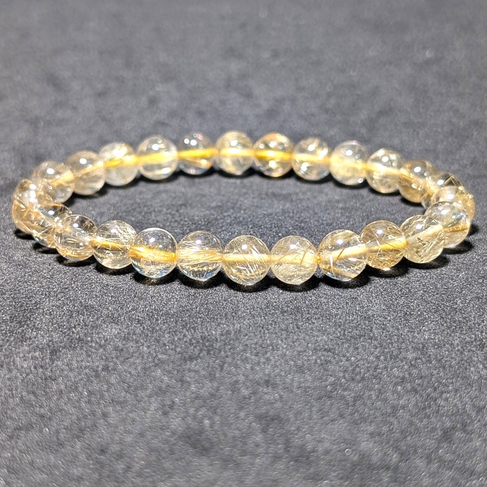 透明感抜群】ゴールド ルチルクォーツ ブレスレット 7ミリ 金針水晶の