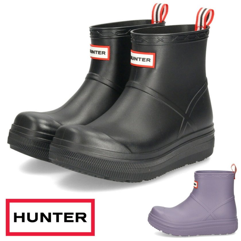 ハンター レインブーツ レディース メンズ ショートブーツ 黒 ユニ