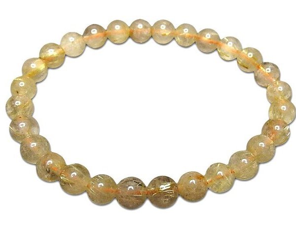 ミルキーゴールドルチルクォーツ6mm天然石ブレスレット金運 - 【石街