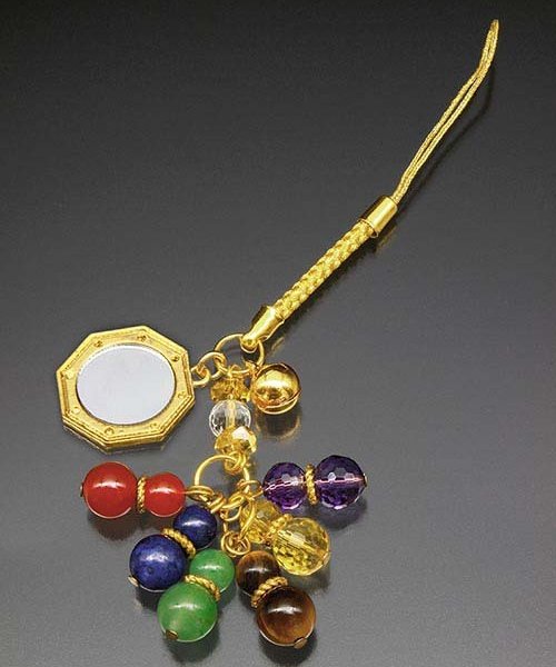 八卦鏡 魔除け お守り ストラップ 天然石 パワーストーン 風水 開運