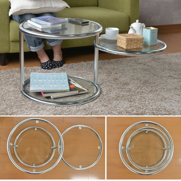 ガラス ラウンドテーブル 50 3段 ガラステーブル ガラス テーブル