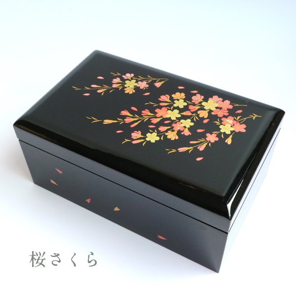 名入れ】人気曲・30弁高級オルゴール・会津塗宝石箱(S)黒5.0角・職人