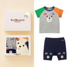 ミキハウスホットビスケッツ 顔ドン！Tシャツ＆ハーフパンツセット