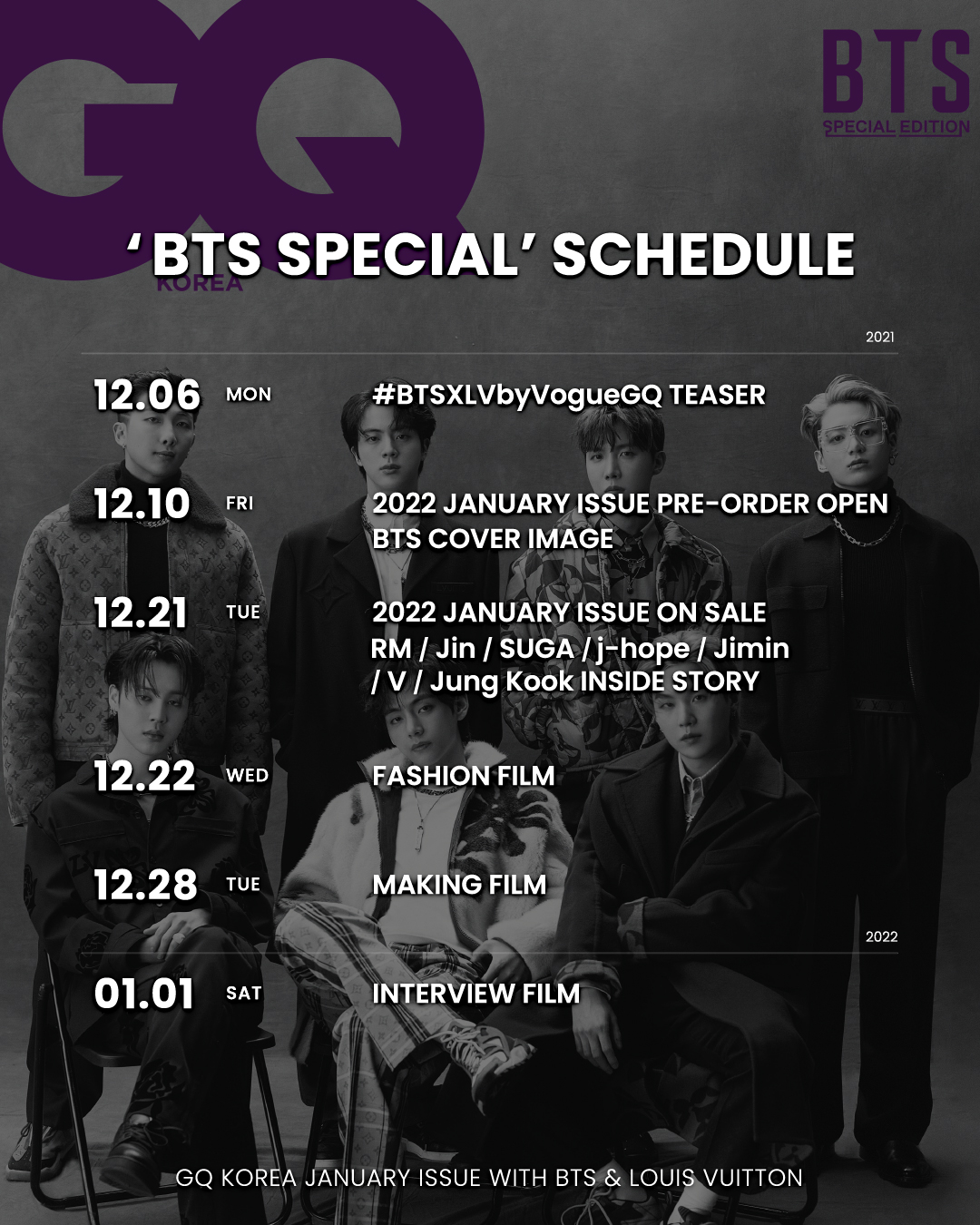 BTS表紙 韓国雑誌「GQ KOREA 2022年 1月号」が発売決定！！グッズ