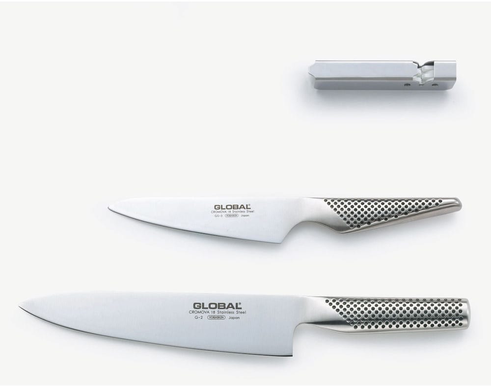 GLOBAL/グローバル 牛刀20cm＋ペティ13cmセット（シャープナー付き