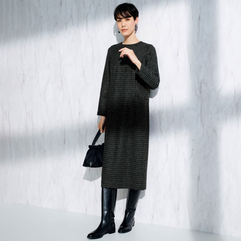 イタリア素材 千鳥格子柄 ワンピース 通販 - ディノス