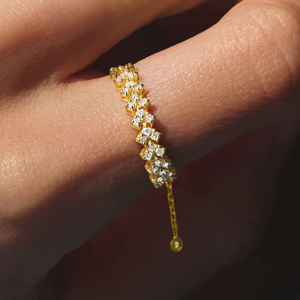 K18 0.3ctダイヤ チェーンリング 通販 - ディノス