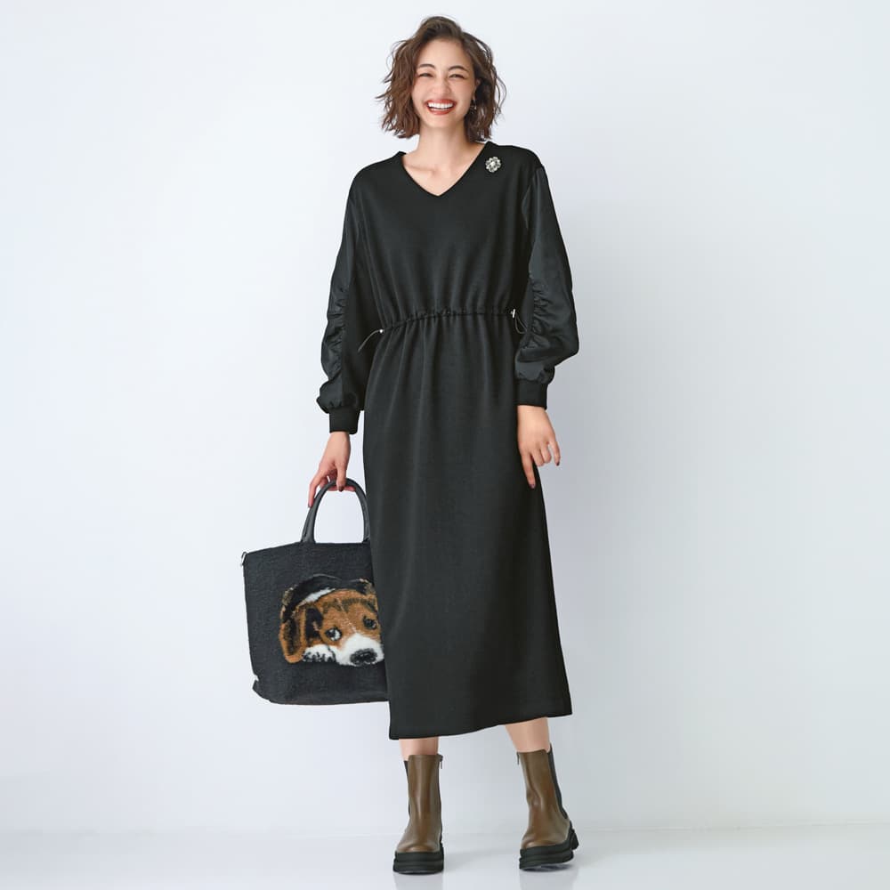 袖ギャザー ダンボールニット ワンピース 通販 - ディノス