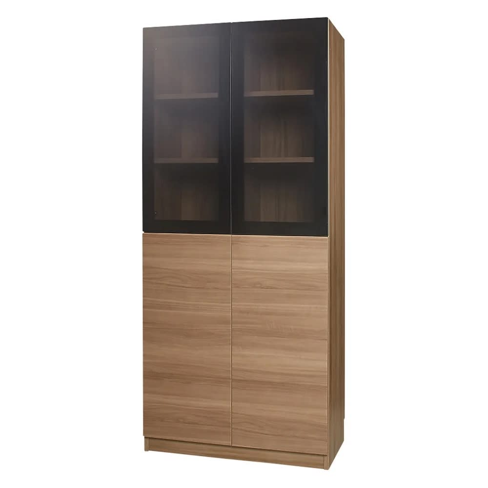 コーナーまで有効に使える幅・高さぴったり本棚 上ポリカ扉・下扉