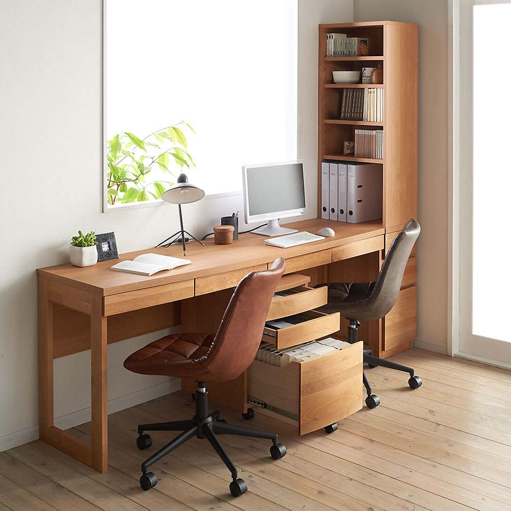 アルダー天然木 アールデザインデスクシリーズ デスクサイドラック