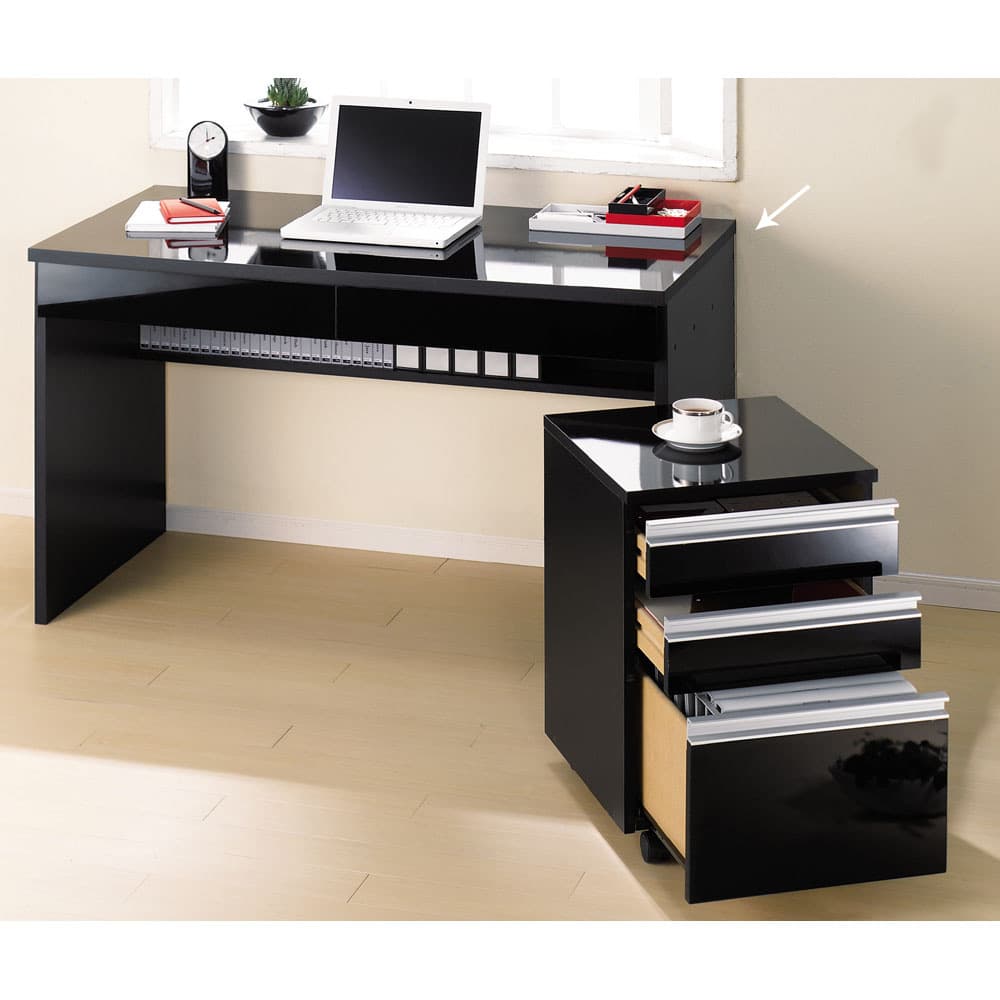 引き出し付き 光沢仕上げアーバンデスクシリーズ デスク 幅120cm 通販