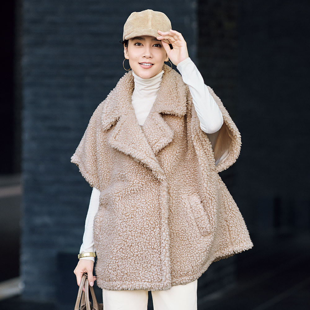 エコペル」 ボア ケープコート 通販 - ディノス