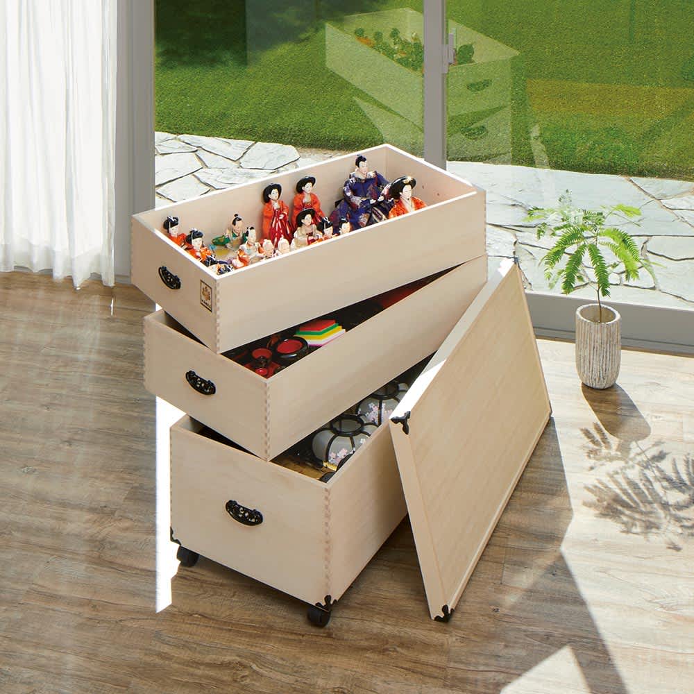 大切な衣類やひな人形をしまえる総桐収納ケース 深2段・高さ71cm 通販