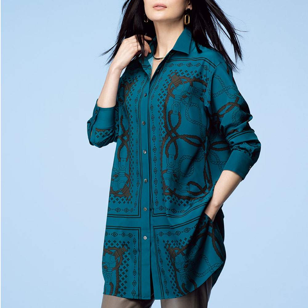 線画風フラワープリント フリル チュニック 通販 - ディノス