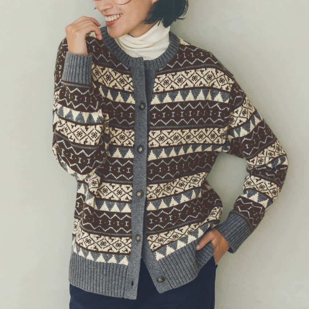 ノルディック柄ジャカード カーディガン 通販 - ディノス