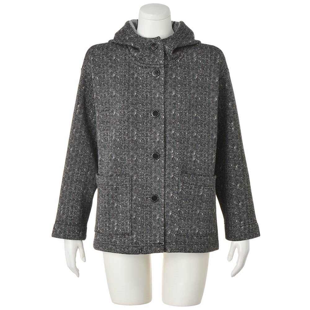 裏起毛 ヘリンボーン柄 フード付きコート 通販 - ディノス