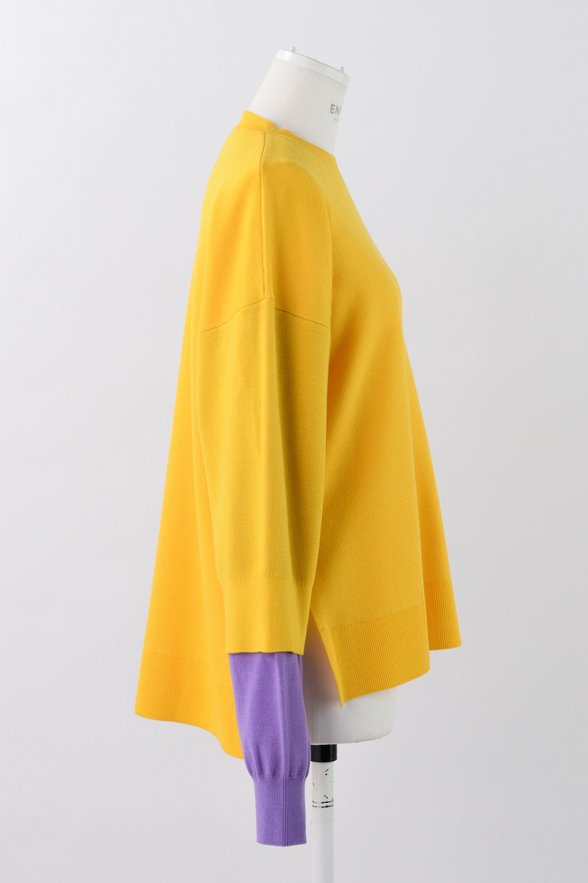 ENFOLD(エンフォルド)｜レイヤードニット P.O/プルオーバー/イエロー