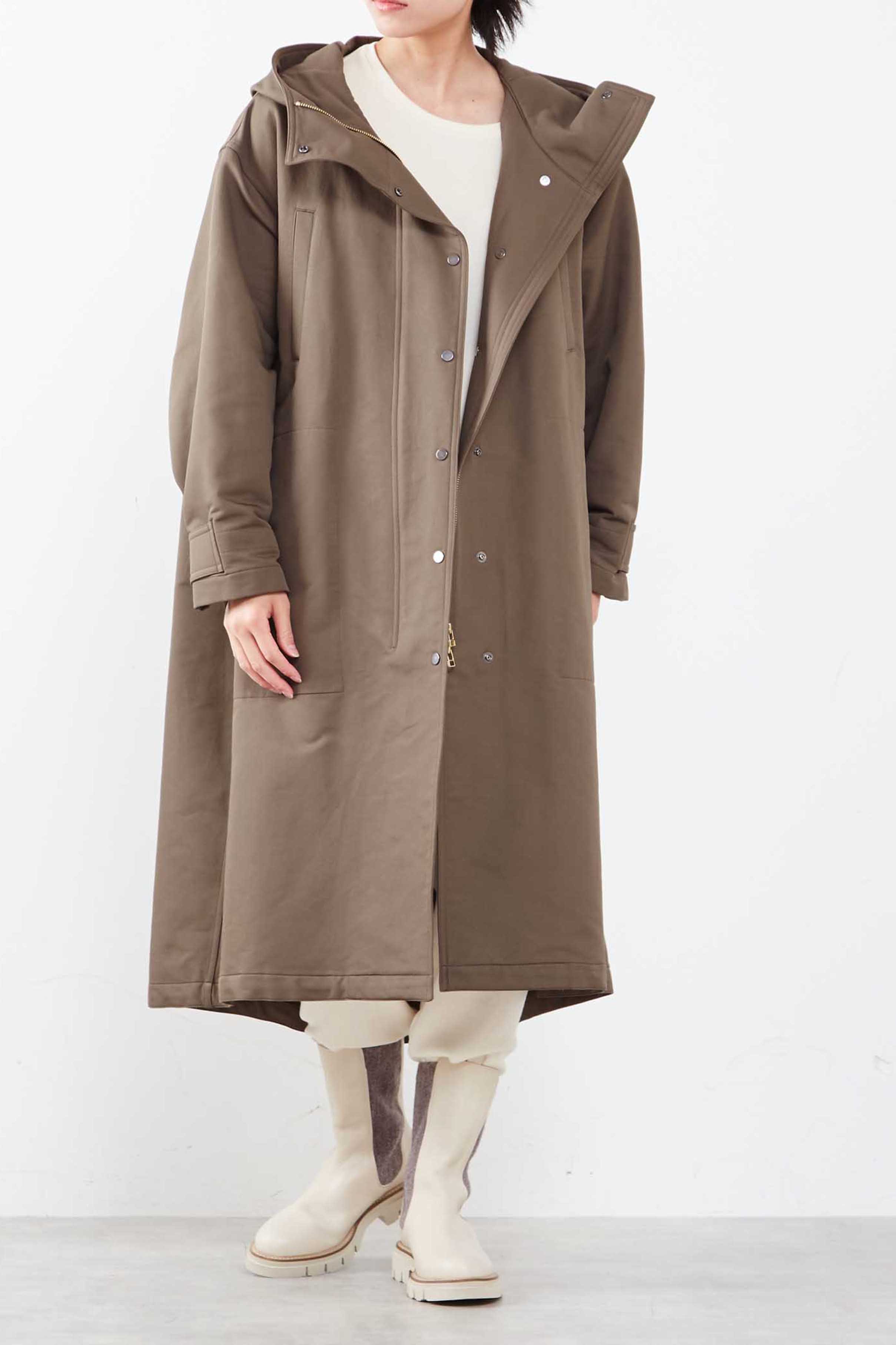 PLAIN PEOPLE(プレインピープル)｜裏起毛モッズ風コート/ダークカーキ