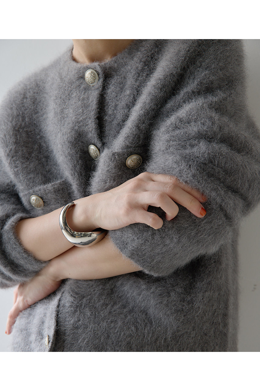 Whim Gazette(ウィム ガゼット)｜ファーボタンジャケット/グレー の