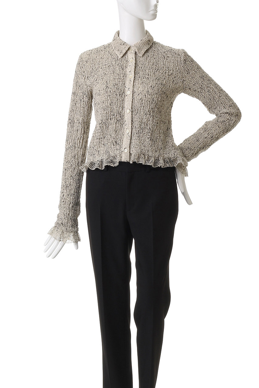 CLANE(クラネ)｜MIX MESH GATHER SHIRT/シャツ/ブラウス/IVORY の通販