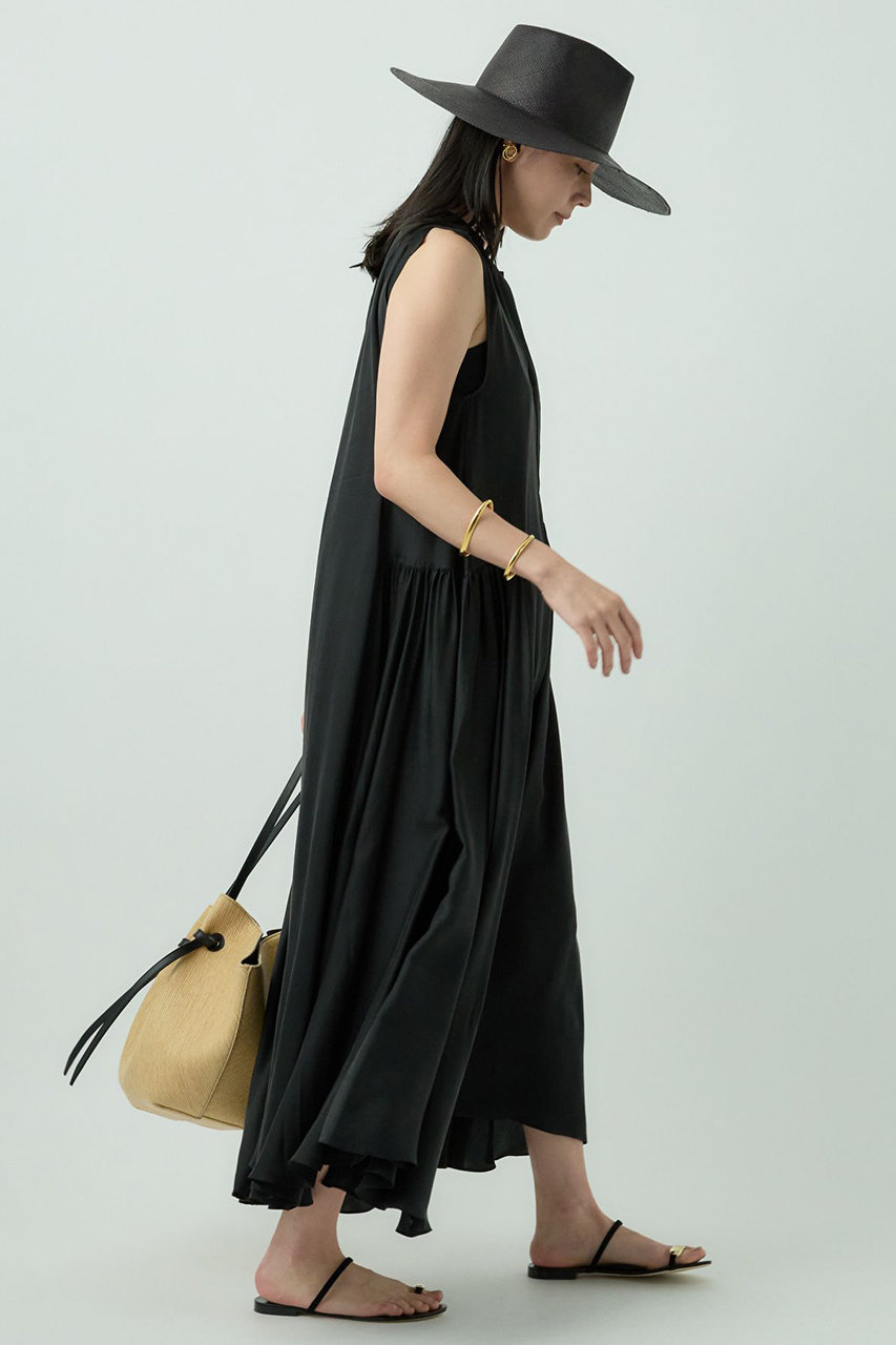 Chaos(カオス)｜サンディングシルクワンピース/ブラック の通販