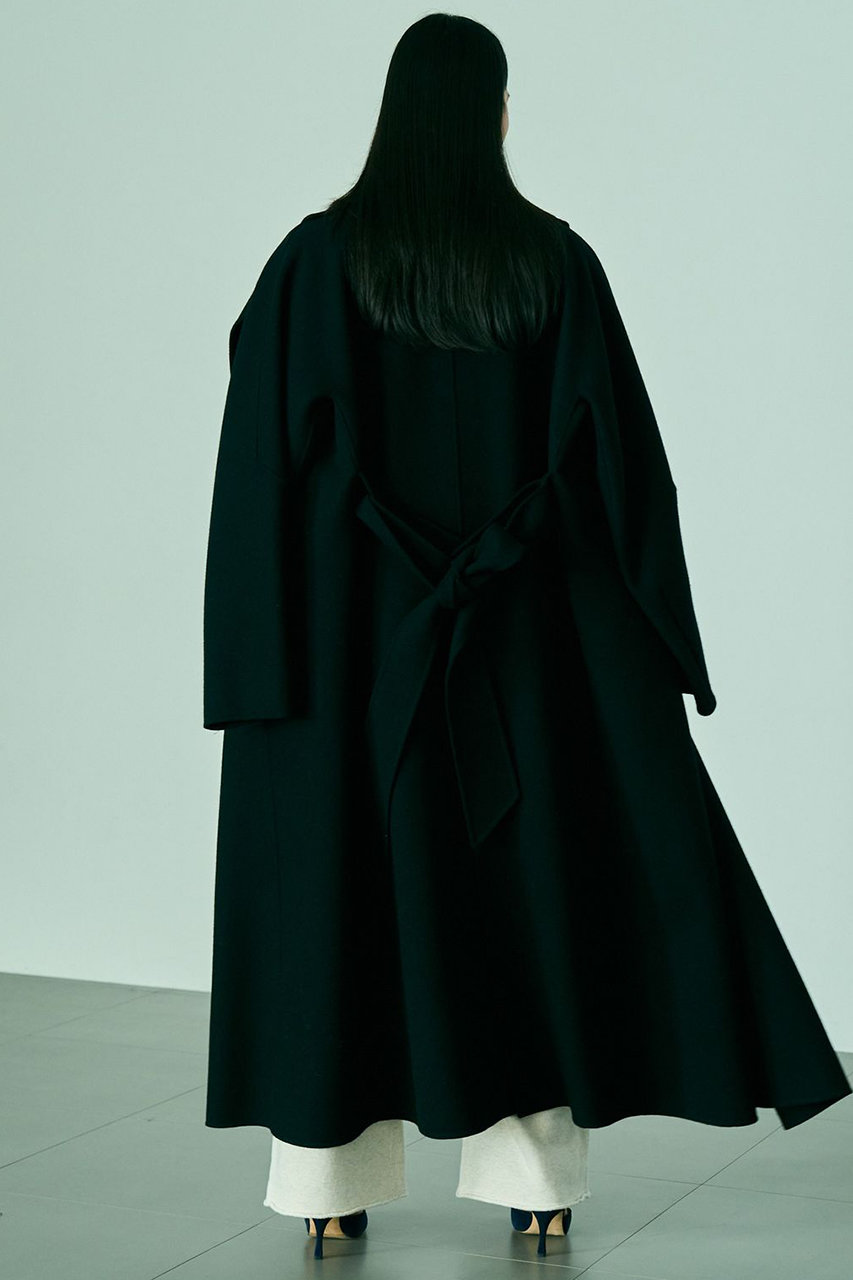 Chaos(カオス)｜アールスーペリアノーカラーロングコート/ブラック の