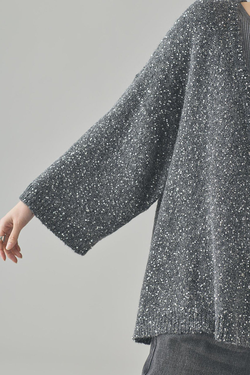 Curensology(カレンソロジー)｜スパングルニットカーディガン/グレー