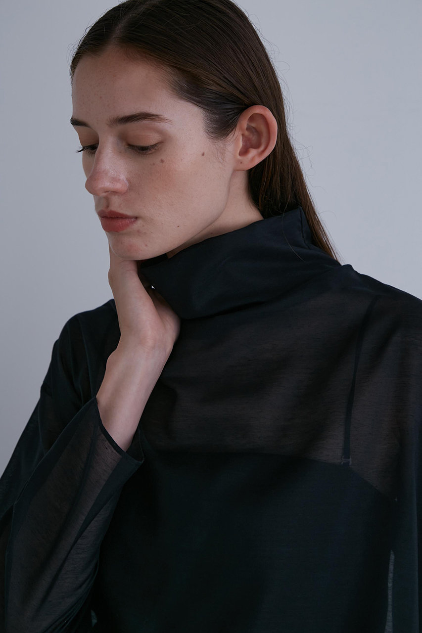 LE PHIL(ル フィル)｜ハイネックシアーボイルブラウス/ブラック の通販