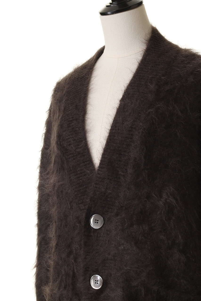 BLAMINK(ブラミンク)｜カシミヤファーVネックカーディガン/ダーク