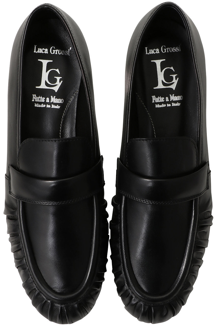 LucaGrossi(ルカ グロッシ)｜ギャザーフラットローファー/ブラック の