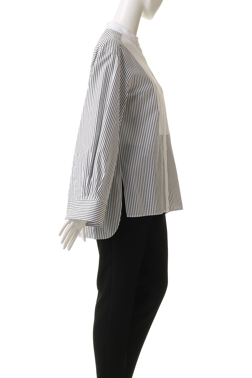 DEPAREILLE(デパリエ)｜コットンノーカラーブザムシャツ/ストライプ の