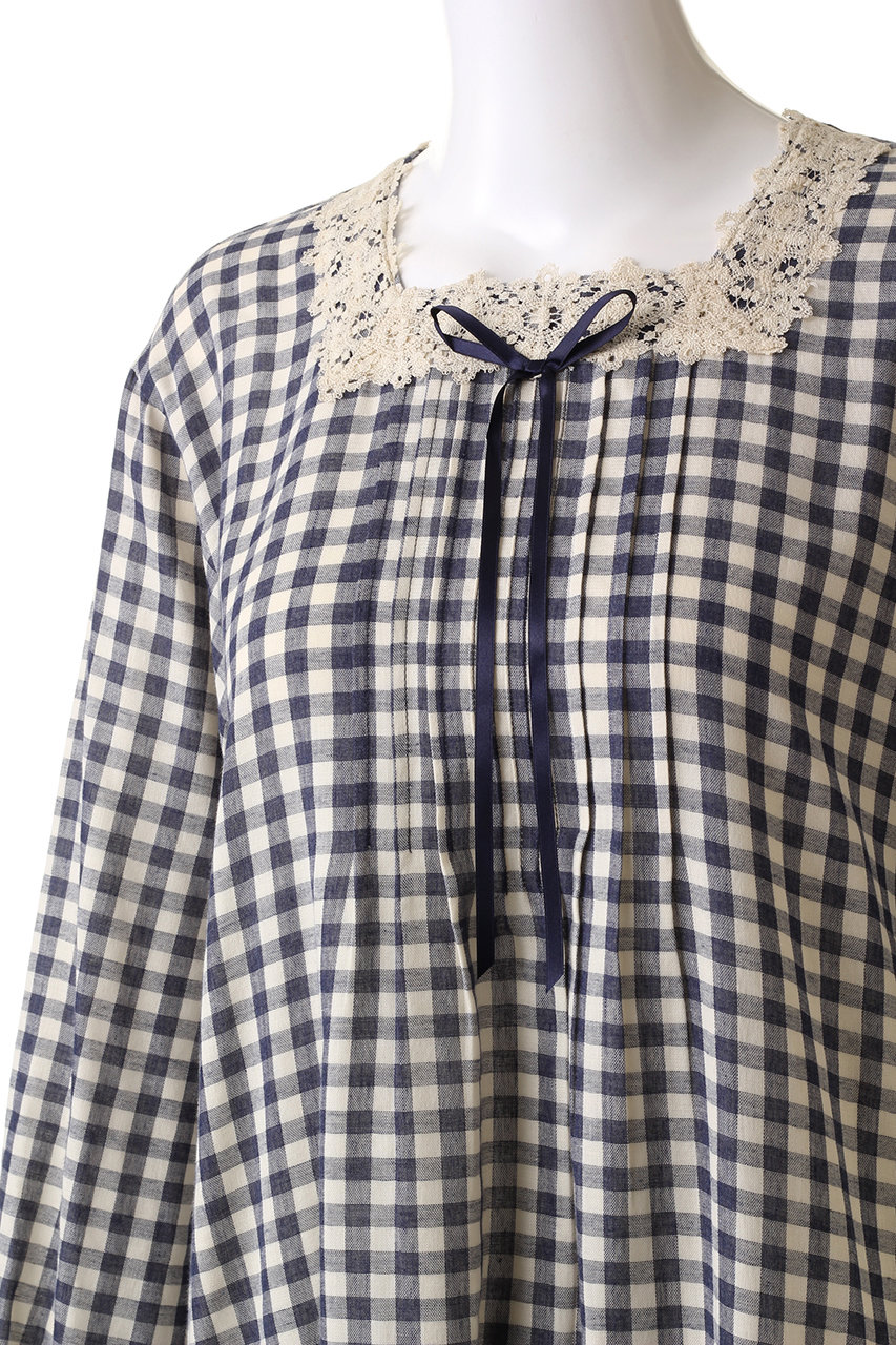 IKUKO(イクコ)｜杢糸Wガーゼピンタックネグリジェ/ベージュ水玉 の通販