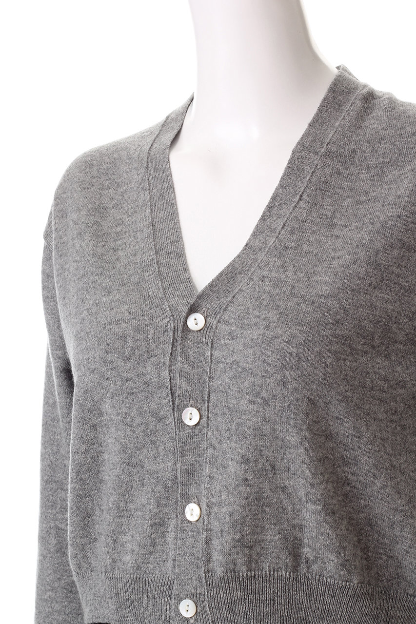 j.(ジェイドット)｜シルクカシミヤクロップドカーディガン/グレー の