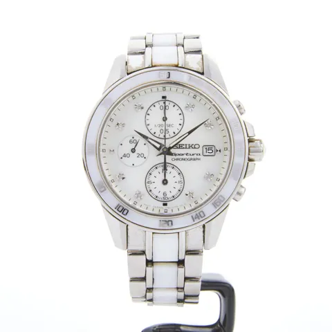 Seiko Sportura 7T92-ONHO Ceramic and Stainless steel White New
