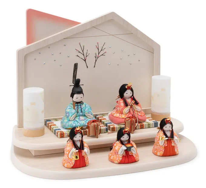 雛人形「ほのほの 三人官女 手まり尽くし・紅色」｜雛人形の通販 ふらここ