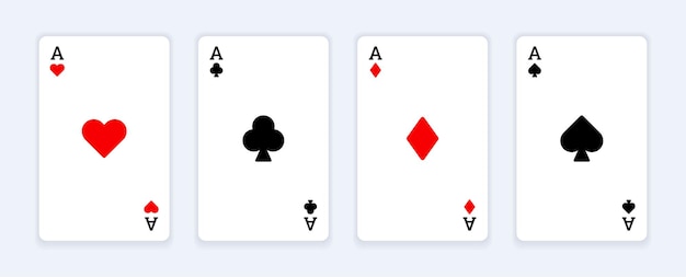 Set of heart, spade, club and diamond ace playing cards. | Premium