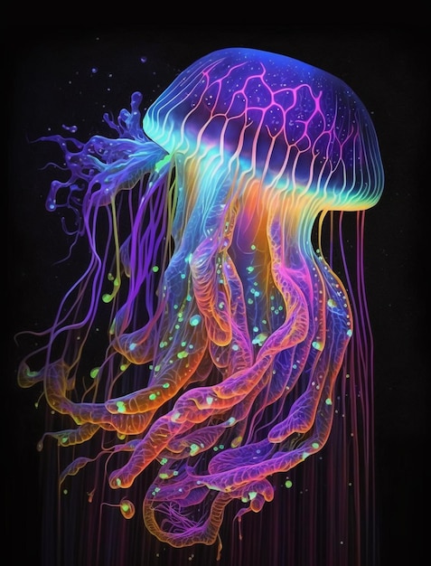 A rainbow jellyfish is a colorful jellyfish. | Premium AI