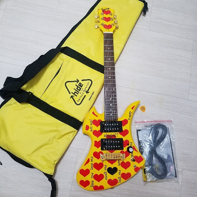 FERNANDES hide グリーンハート ギターストラップ イエローハート